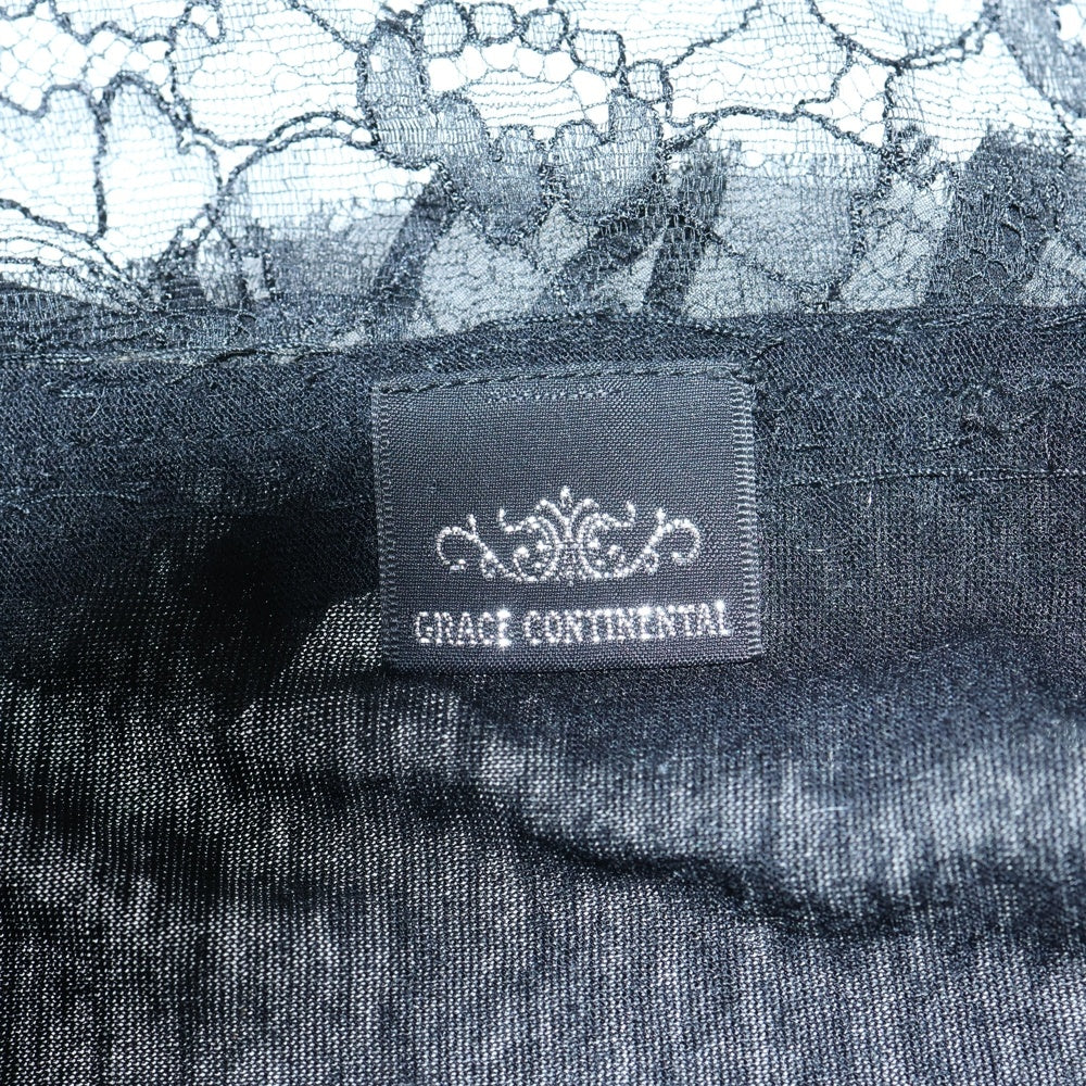 GRACE CONTINENTAL(グレースコンチネンタル) ビーズ装飾シアーフリンジ付ストール ブラック レディース