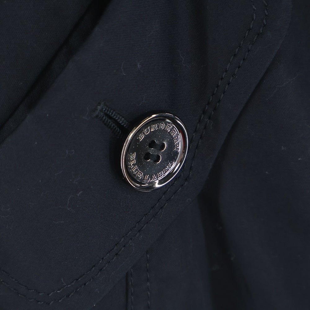 BURBERRY BLUE LABEL(バーバリーブルーレーベル) ロゴ刺繍 バーバリーチェック ショート丈トレンチコート ジャケット ブラック レディース