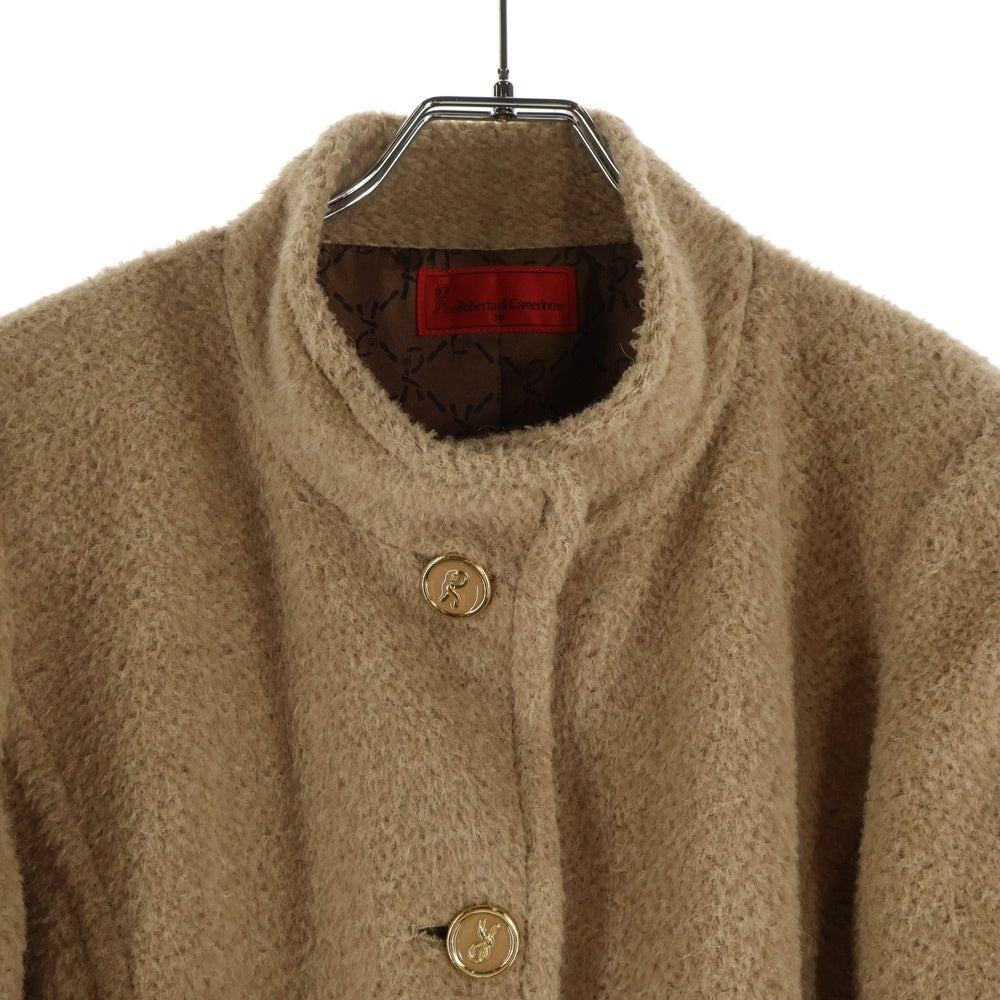 Roberta di camerino(ロベルタ ディ カメリーノ) 総柄裏地付ロゴボタンファーコート レディース キャメル レディース