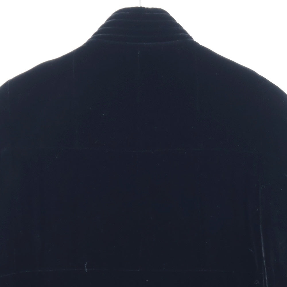 NO BRAND(ノーブランド) 裏地付中綿入ベロアロングコート ブラック レディース