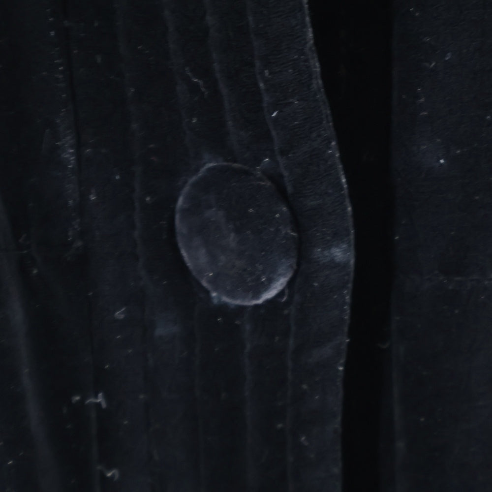 NO BRAND(ノーブランド) 裏地付中綿入ベロアロングコート ブラック レディース