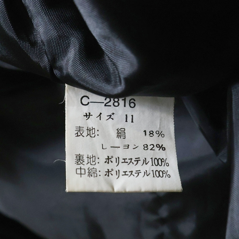 NO BRAND(ノーブランド) 裏地付中綿入ベロアロングコート ブラック レディース