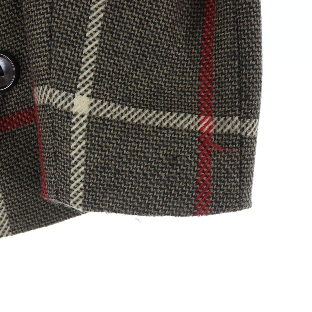 MANI(マーニ) タータンチェック ウールダブルテーラードジャケット ブラウン レディース