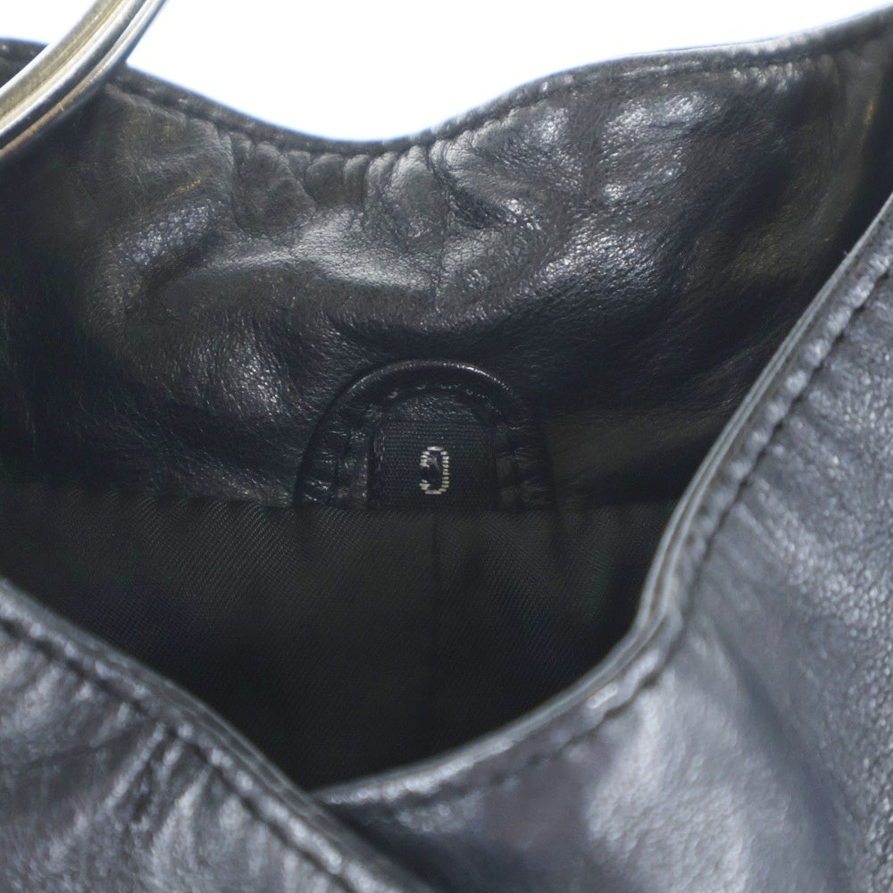 NO BRAND(ノーブランド) スエード切替ギャザースリーブ スタンドカラーレザージャケット ブラック レディース