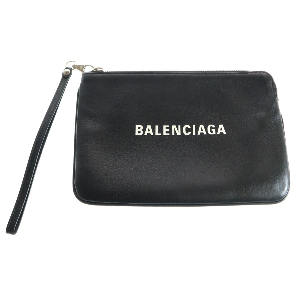 BALENCIAGA(バレンシアガ) EVERYDAY エブリデイ レザー ロゴプリントポーチ ブラック 492465