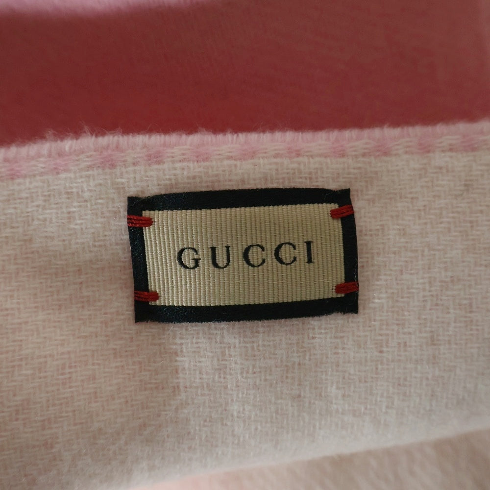 GUCCI(グッチ) インターロッキングG ウールマフラー ピンク×ホワイト 715497