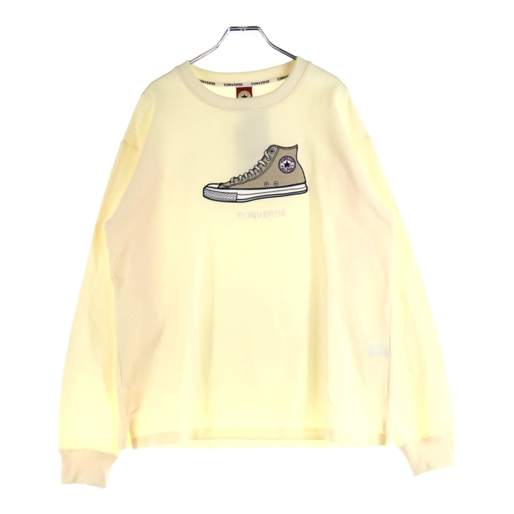 CONVERSE(コンバース) スニーカーロゴ刺繍 長袖トレーナー スウェット イエロー