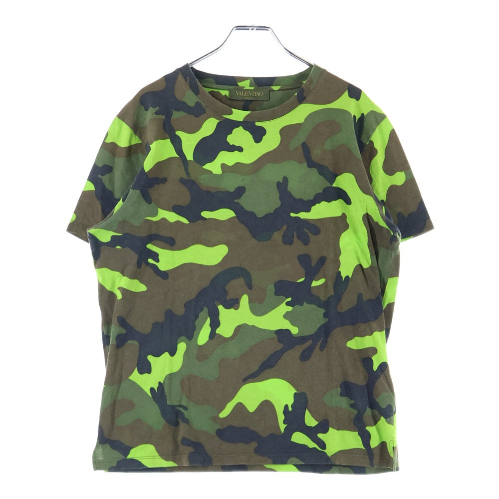 VALENTINO(ヴァレンティノ) カモフラ柄 コットン半袖Tシャツ カットソー グリーン