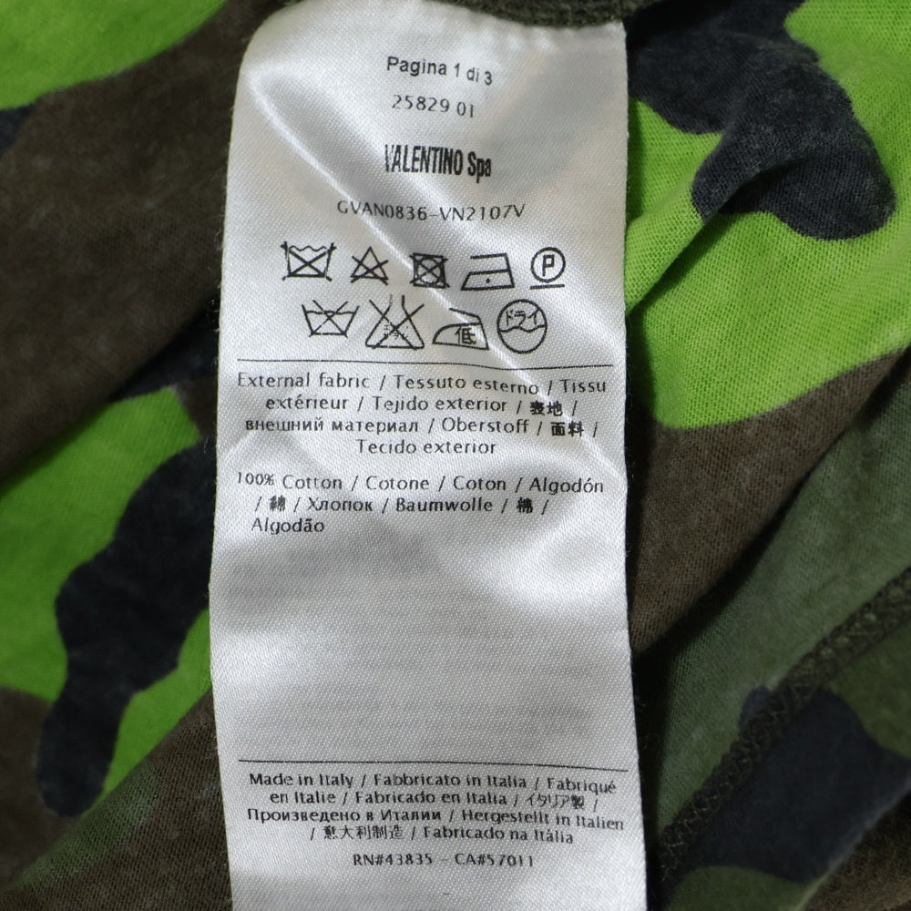 VALENTINO(ヴァレンティノ) カモフラ柄 コットン半袖Tシャツ カットソー グリーン