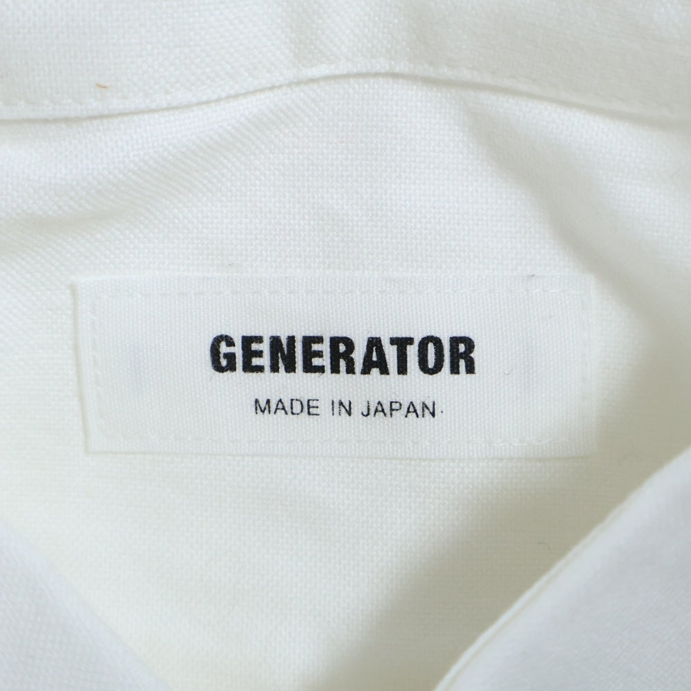NO BRAND(ノーブランド) ワンポイントロゴ刺繍 ボタンダウン ロングスリーブ 長袖シャツ ホワイト