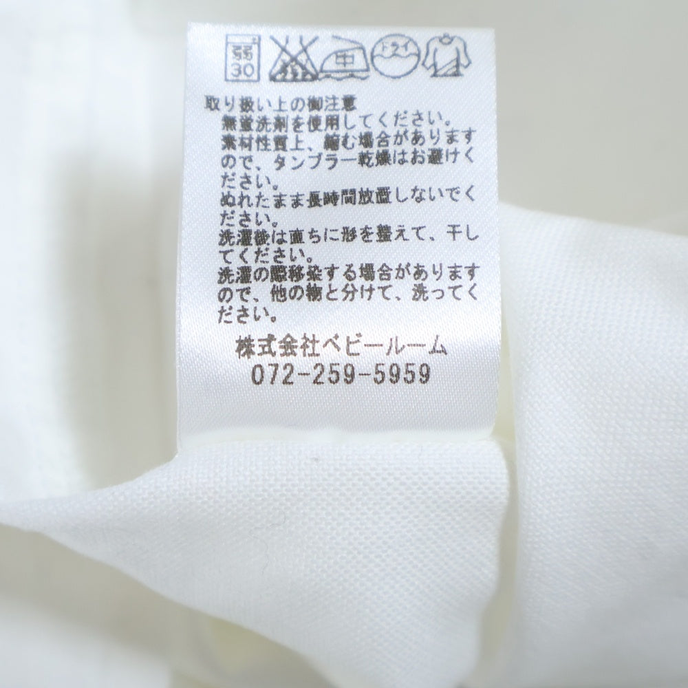 NO BRAND(ノーブランド) ワンポイントロゴ刺繍 ボタンダウン ロングスリーブ 長袖シャツ ホワイト