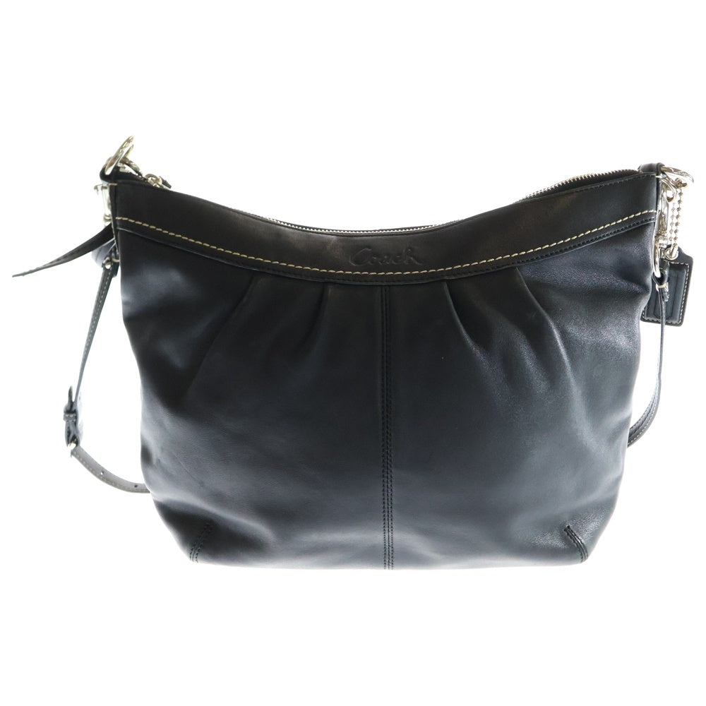 COACH(コーチ) エンボスロゴ レザー ショルダーバッグ シルバー金具 ブラック