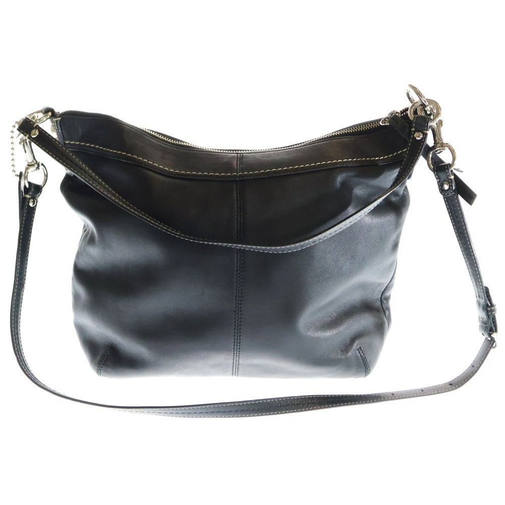 COACH(コーチ) エンボスロゴ レザー ショルダーバッグ シルバー金具 ブラック