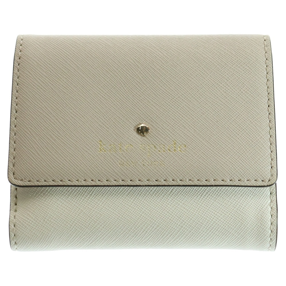 Kate Spade(ケイトスペード) スペードロゴプレート PVC コンパクトウォレット 三つ折り財布 ゴールド金具 ベージュ