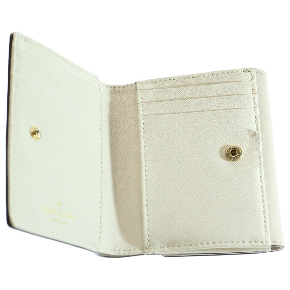 Kate Spade(ケイトスペード) スペードロゴプレート PVC コンパクトウォレット 三つ折り財布 ゴールド金具 ベージュ