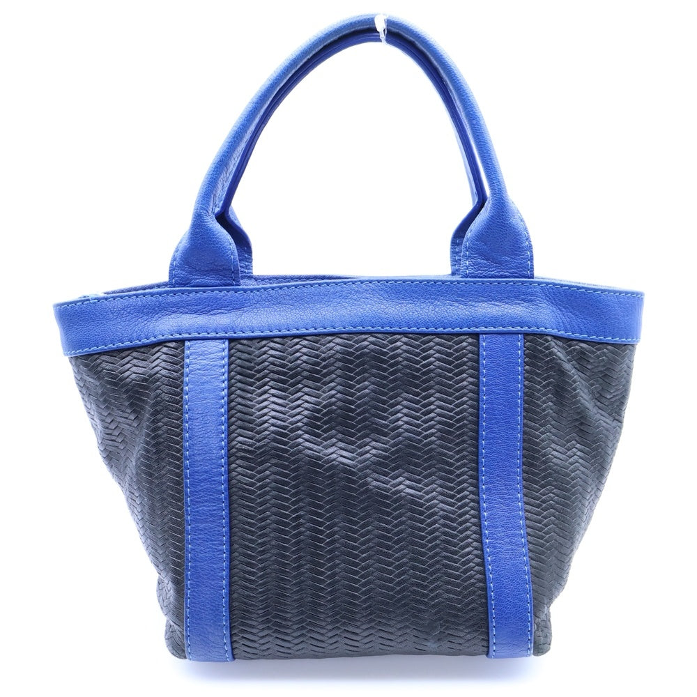 Via Repubblica(ヴィア リパブリカ) イントレチャート コンビレザー ハンド トートバッグ ゴールド金具 ブラック/ブルー