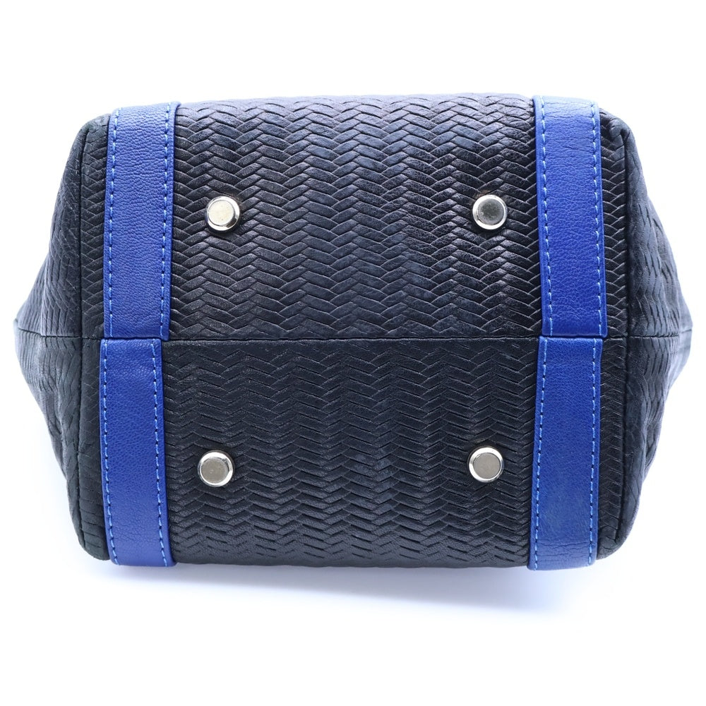 Via Repubblica(ヴィア リパブリカ) イントレチャート コンビレザー ハンド トートバッグ ゴールド金具 ブラック/ブルー