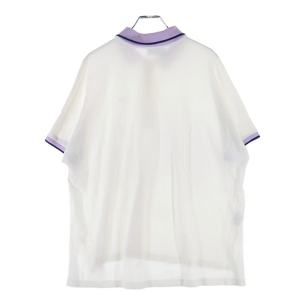 LACOSTE(ラコステ) ロゴワッペン付 バイカラー半袖ポロシャツ ホワイト/パープル
