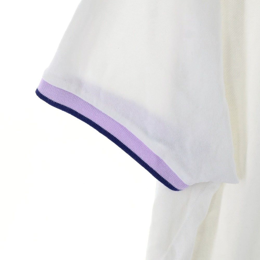 LACOSTE(ラコステ) ロゴワッペン付 バイカラー半袖ポロシャツ ホワイト/パープル