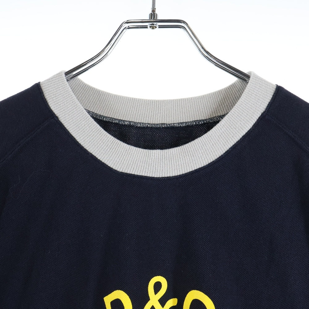 Robes & Confections(ローブスコンフェクションズ) ロゴプリントクルーネック半袖スウェット トレーナー ネイビー/グレー