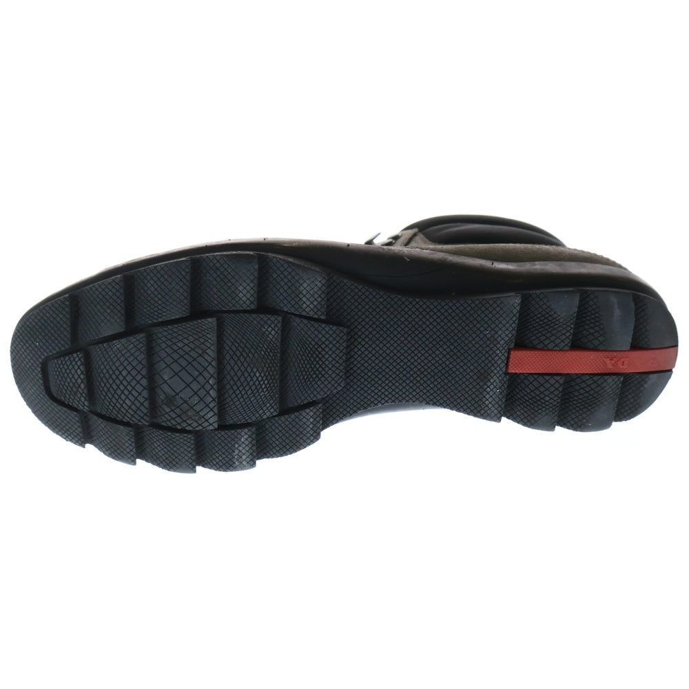 PRADA SPORT(プラダ スポーツ) スウェードレザー エンボスロゴ レースアップ ミッドカットシューズ スニーカー カーキ/ブラック