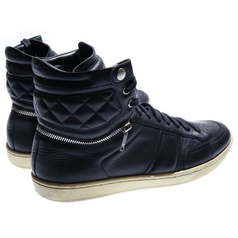 SAINT LAURENT PARIS(サンローランパリ) SL/34H ジップデザイン レザーハイカットスニーカー ブラック 41/26cm DM417858