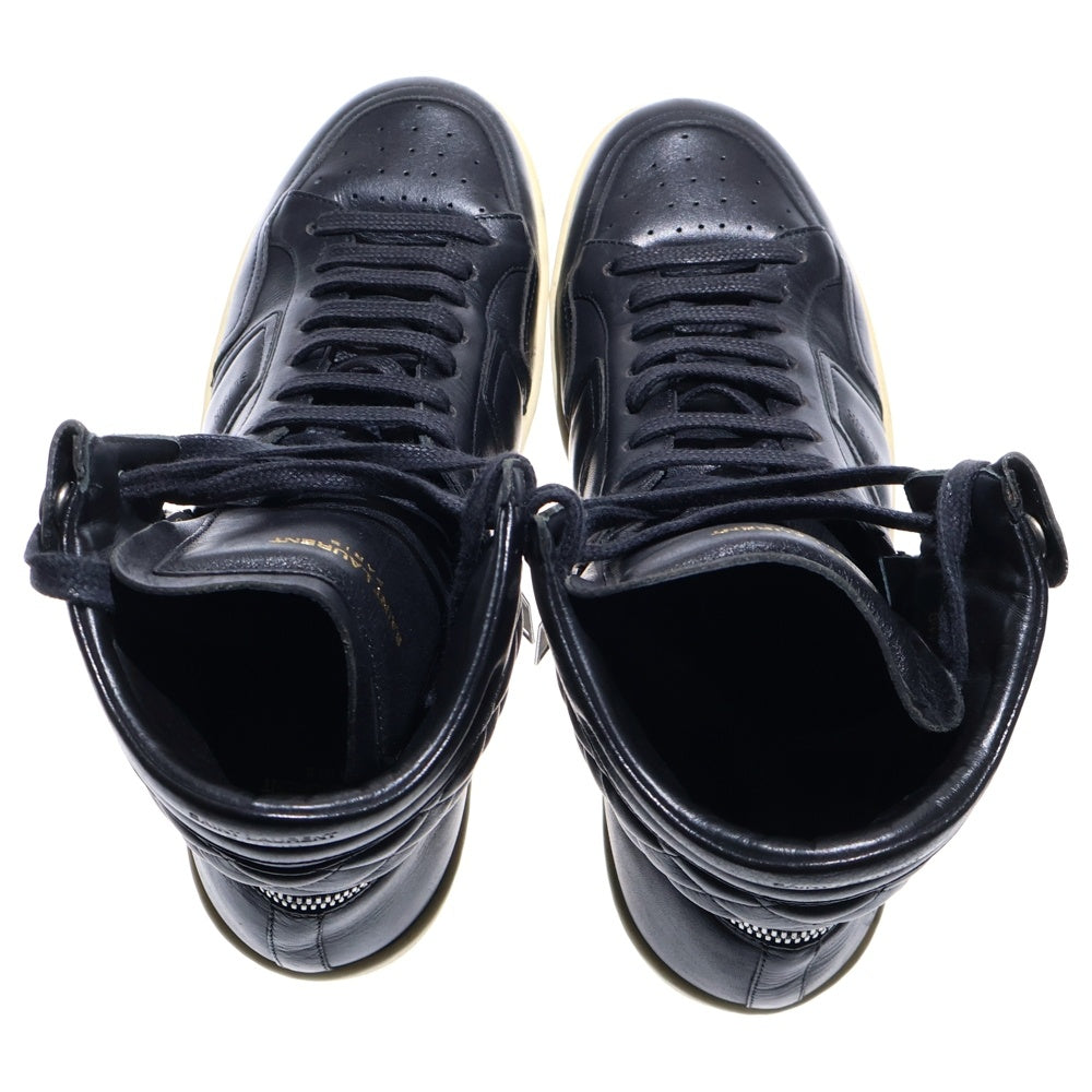 SAINT LAURENT PARIS(サンローランパリ) SL/34H ジップデザイン レザーハイカットスニーカー ブラック 41/26cm DM417858