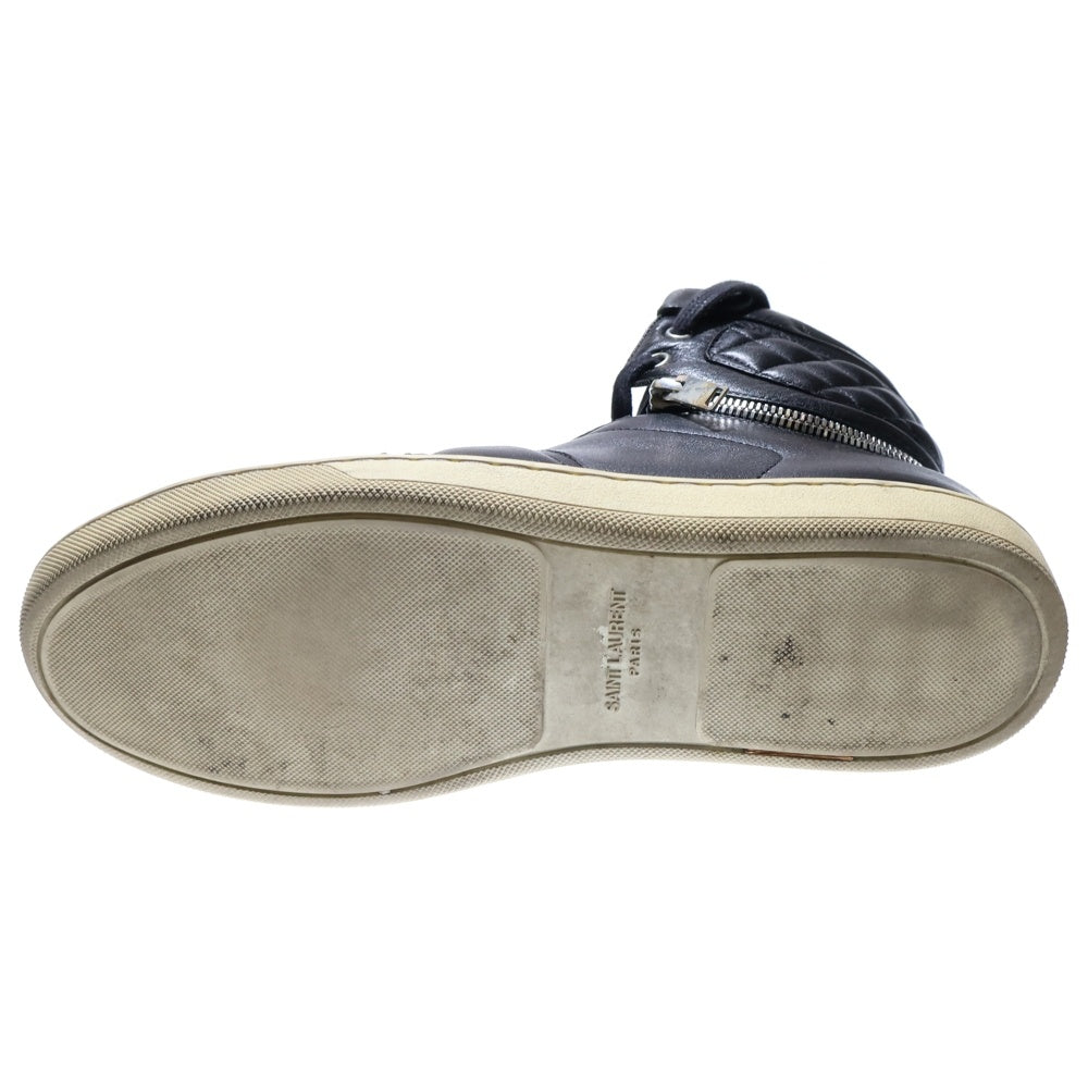 SAINT LAURENT PARIS(サンローランパリ) SL/34H ジップデザイン レザーハイカットスニーカー ブラック 41/26cm DM417858