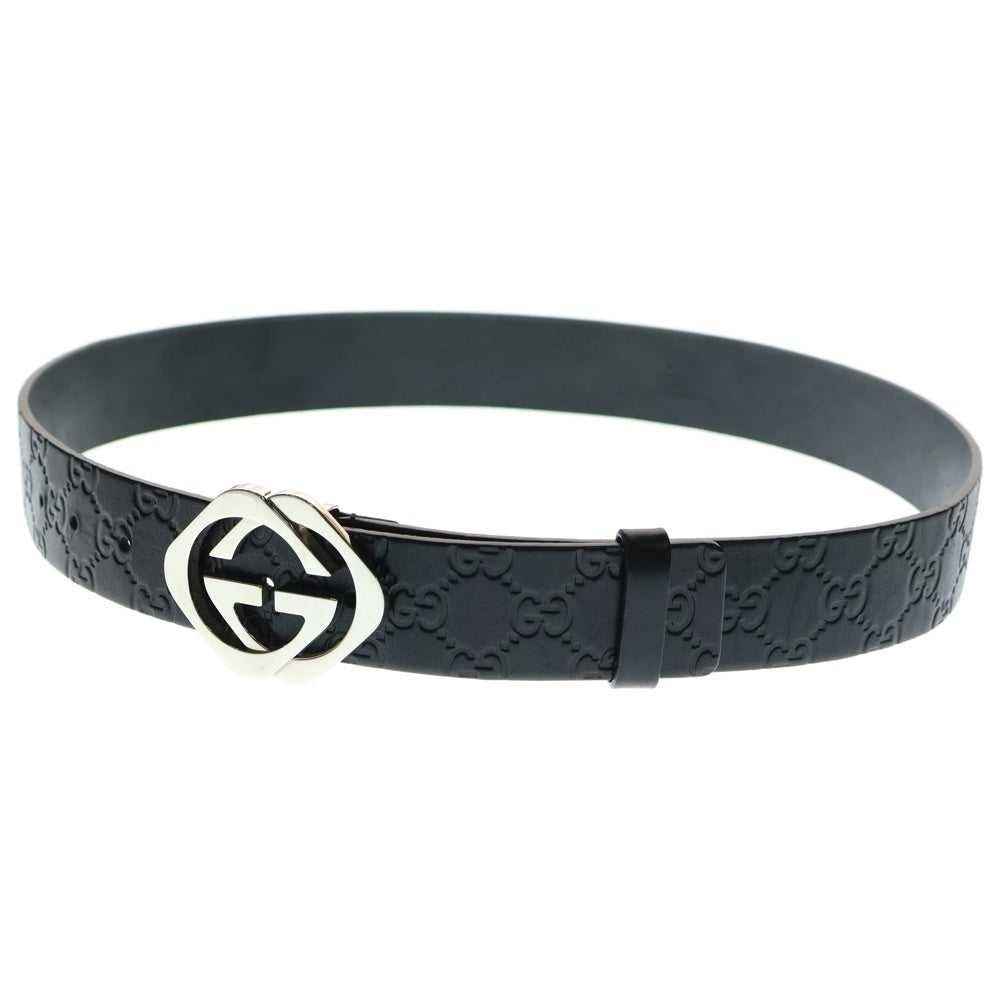 GUCCI(グッチ) グッチシマ GG レザーベルト インターロッキングバックル ブラック 182320