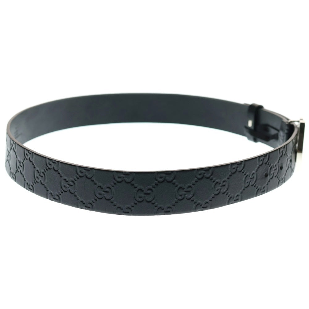 GUCCI(グッチ) グッチシマ GG レザーベルト インターロッキングバックル ブラック 182320