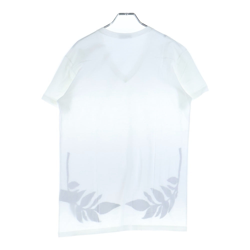 Dior HOMME(ディオールオム) リーフプリント Vネック 半袖Tシャツ カットソー ホワイト