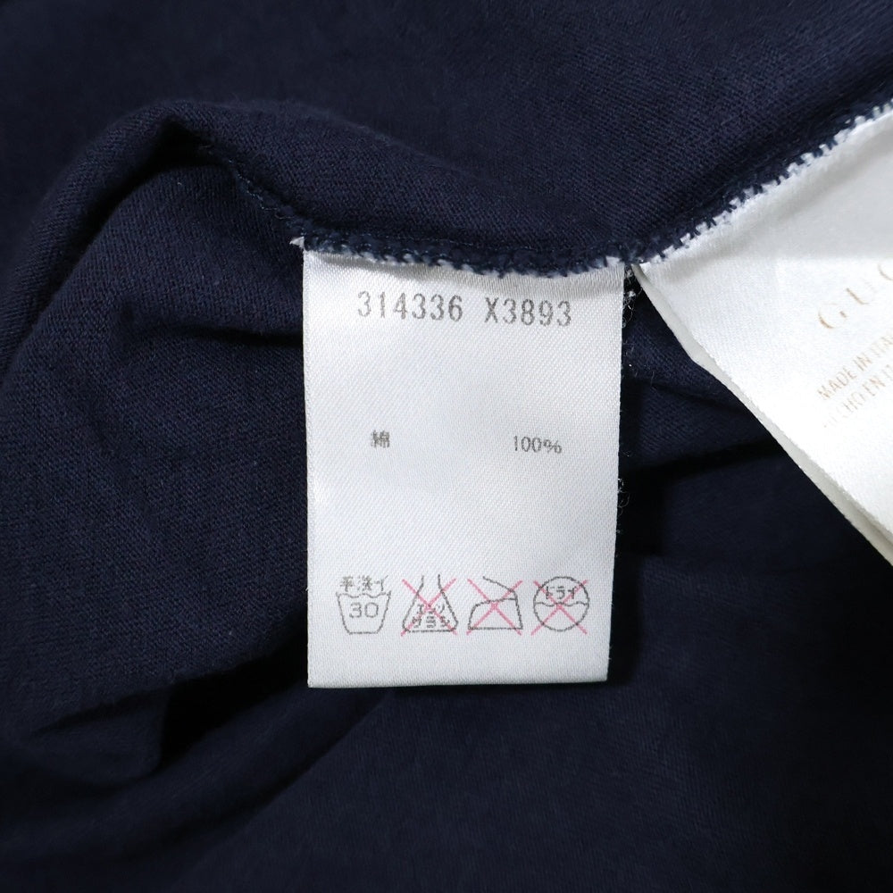 GUCCI(グッチ) エンブレムロゴクルーネックコットン半袖Tシャツ カットソー ネイビー