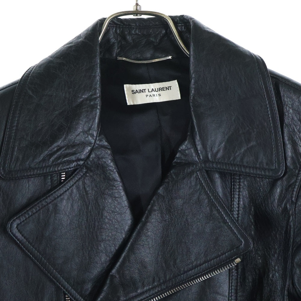 SAINT LAURENT PARIS(サンローランパリ) 15AW クラシックモーターサイクル ラムスキン レザー ジップアップ ダブルライダース ジャケット ブラック 397440