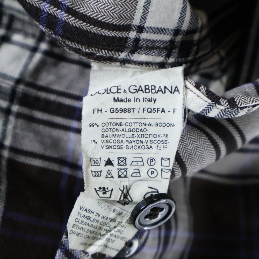 DOLCE & GABBANA(ドルチェアンドガッバーナ) タータンチェック長袖シャツ ブラウス ブラウン/ホワイト