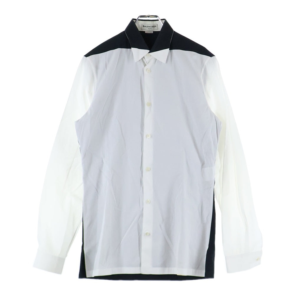 BALENCIAGA(バレンシアガ) バイカラー 切り替え レギュラーカラー ロングスリーブ 長袖シャツ ホワイト/ブラック 409274
