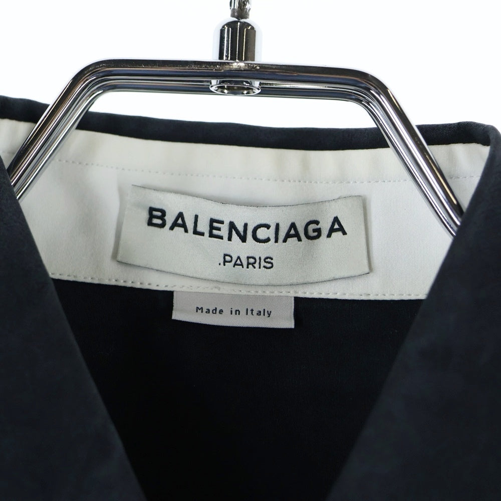 BALENCIAGA(バレンシアガ) バイカラー 切り替え レギュラーカラー ロングスリーブ 長袖シャツ ホワイト/ブラック 409274