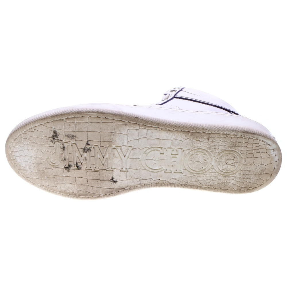 JIMMY CHOO(ジミーチュウ) ロゴ刻印 レザーハイカットスニーカー ホワイト