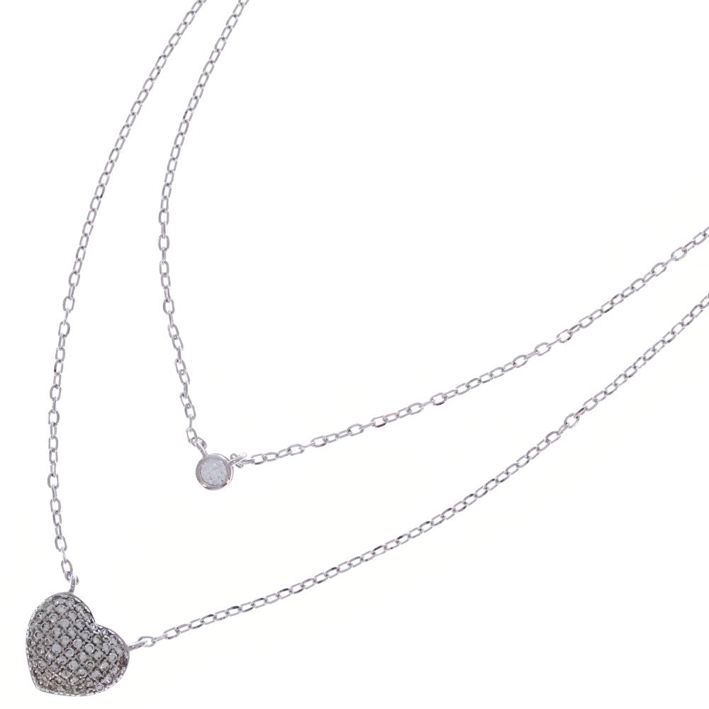 Folli Follie(フォリフォリ) ハートモチーフ ラインストーン チェーンネックレス シルバー レディース