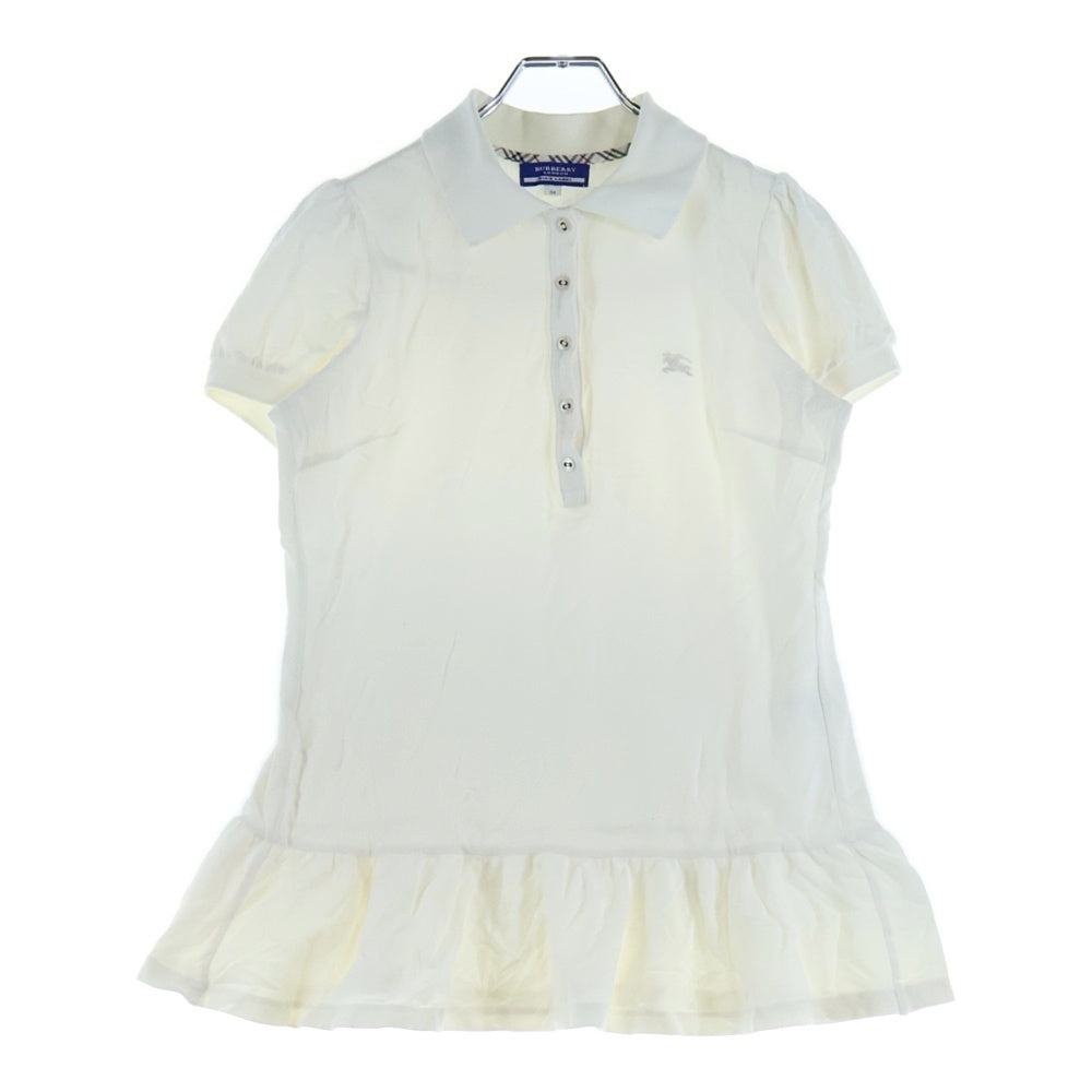 BURBERRY BLUE LABEL(バーバリーブルーレーベル) ロゴ刺繍 バーバリーチェック スカートデザイン半袖ポロシャツ ホワイト