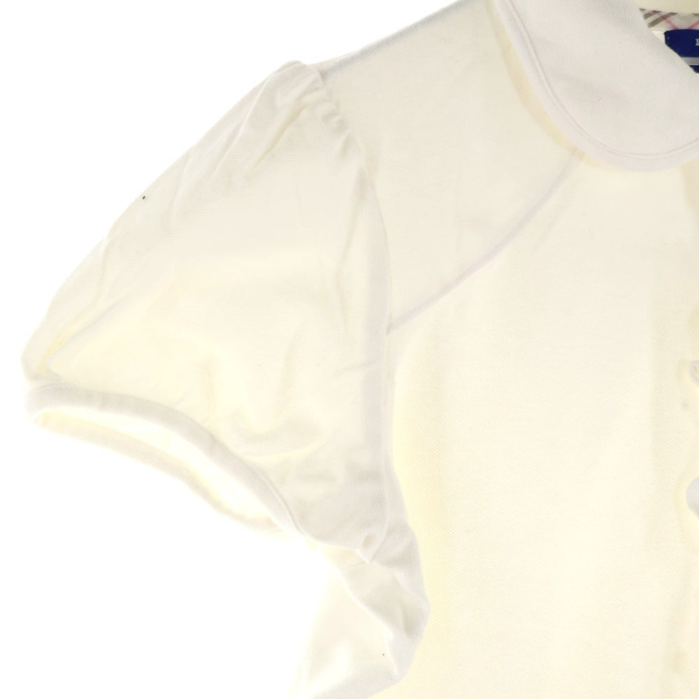 BURBERRY BLUE LABEL(バーバリーブルーレーベル) ロゴ刺繍 バーバリーチェック 半袖ポロシャツ ホワイト レディース