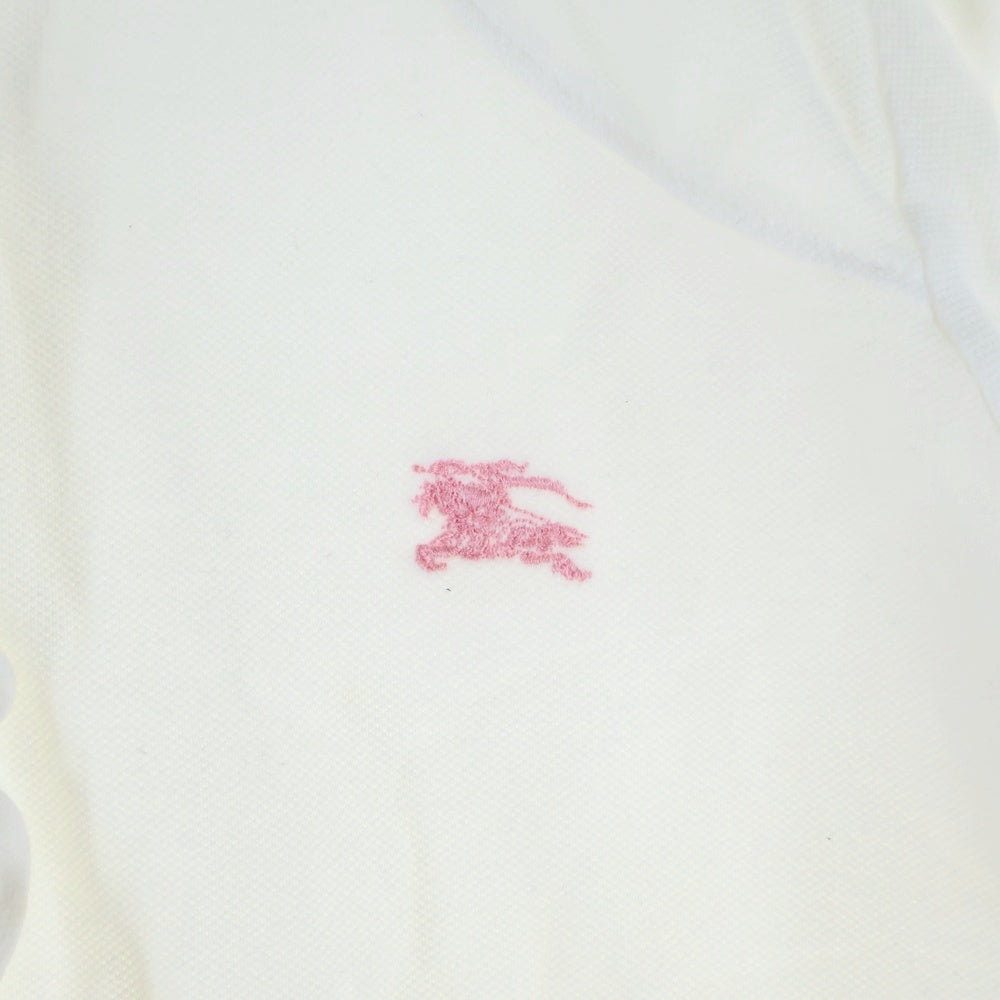 BURBERRY BLUE LABEL(バーバリーブルーレーベル) ロゴ刺繍 バーバリーチェック 半袖ポロシャツ ホワイト レディース