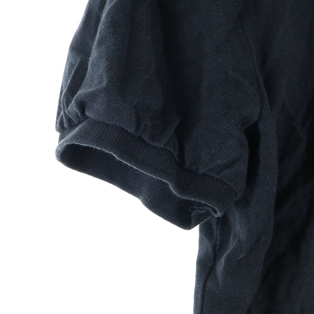 BURBERRY BLUE LABEL(バーバリーブルーレーベル) ロゴ刺繍 バーバリーチェック フリンジ付半袖ポロシャツ ブラック