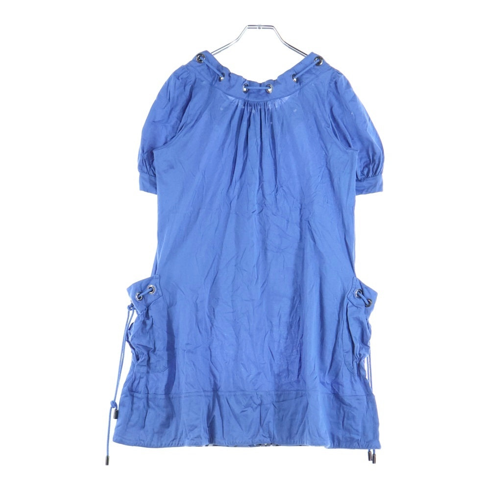 BURBERRY BLUE LABEL(バーバリーブルーレーベル) ハトメデザイン ポケット付半袖ワンピース ブルー レディース