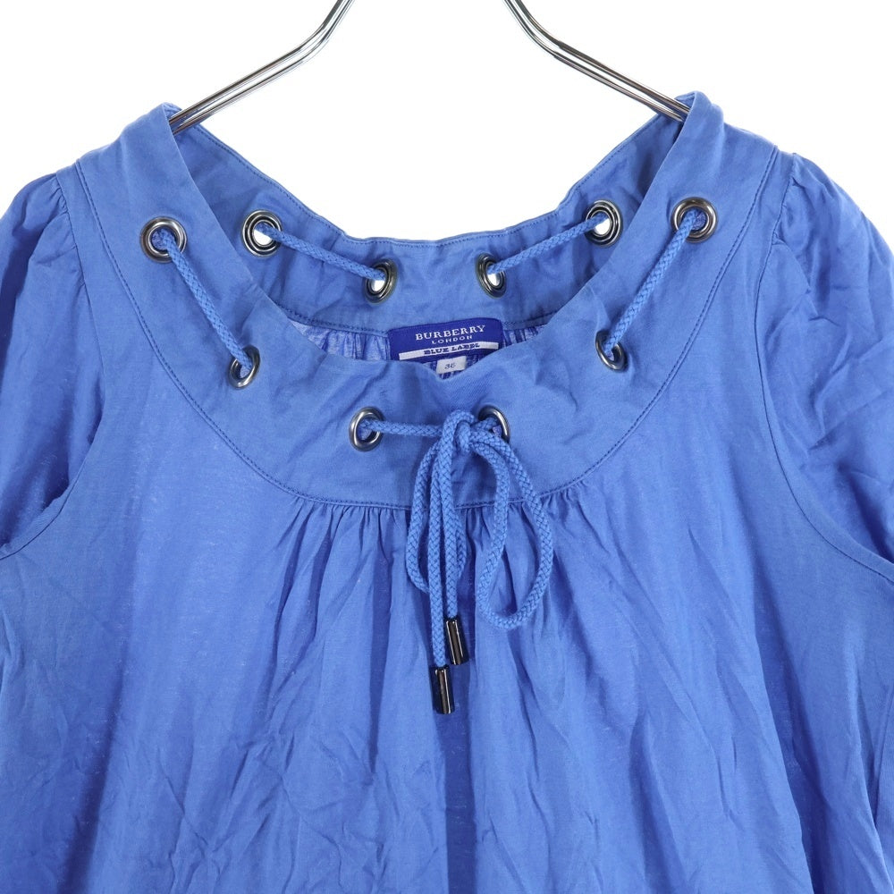 BURBERRY BLUE LABEL(バーバリーブルーレーベル) ハトメデザイン ポケット付半袖ワンピース ブルー レディース