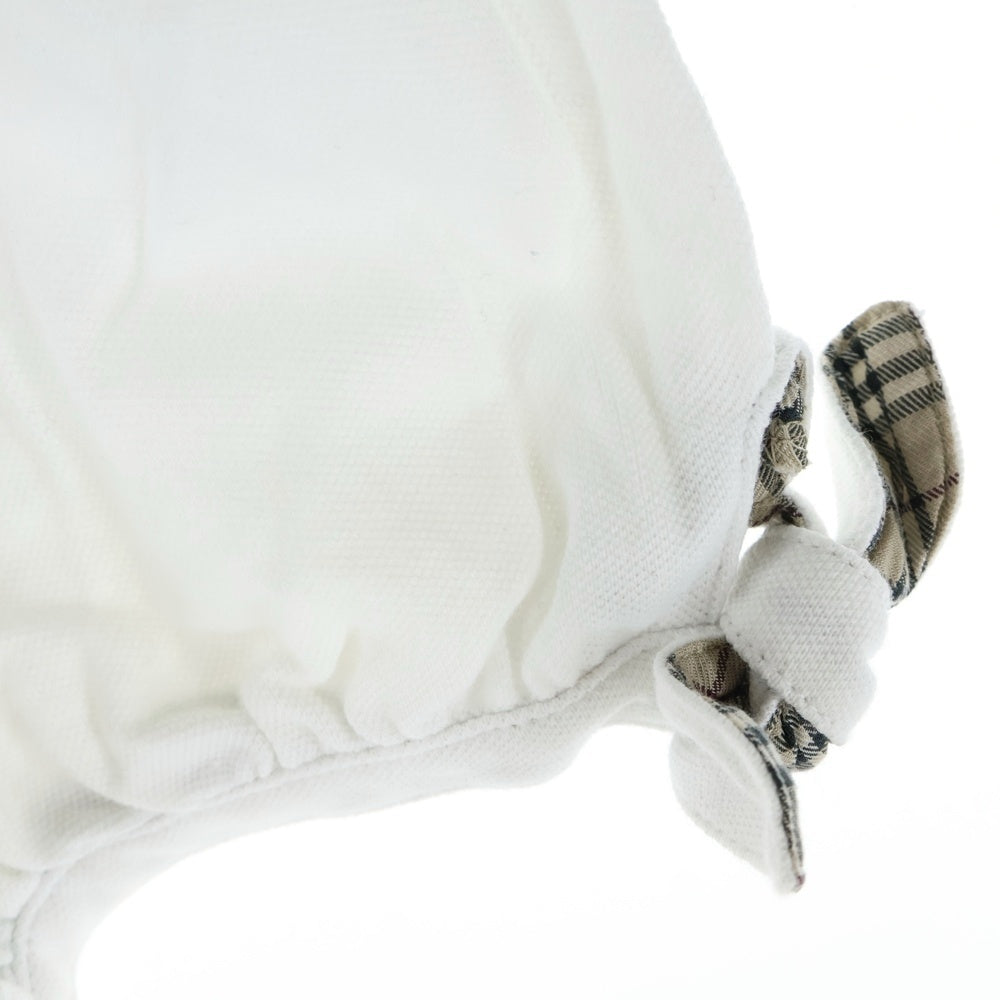 BURBERRY BLUE LABEL(バーバリーブルーレーベル) ロゴ刺繍 バーバリーチェック 襟付半袖ワンピース ホワイト レディース