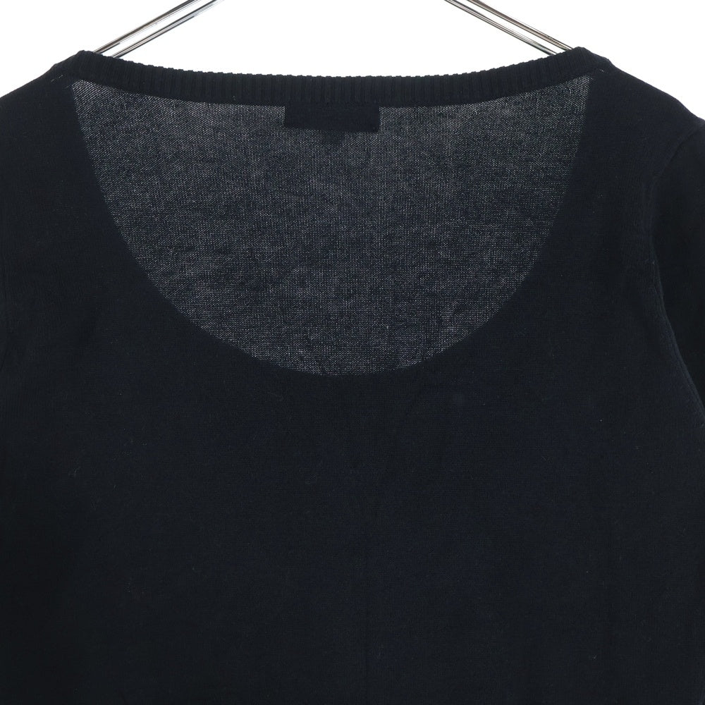 BURBERRY BLUE LABEL(バーバリーブルーレーベル) ロゴ刺繍 ボタンロゴ刻印 7分丈カーディガン ブラック レディース