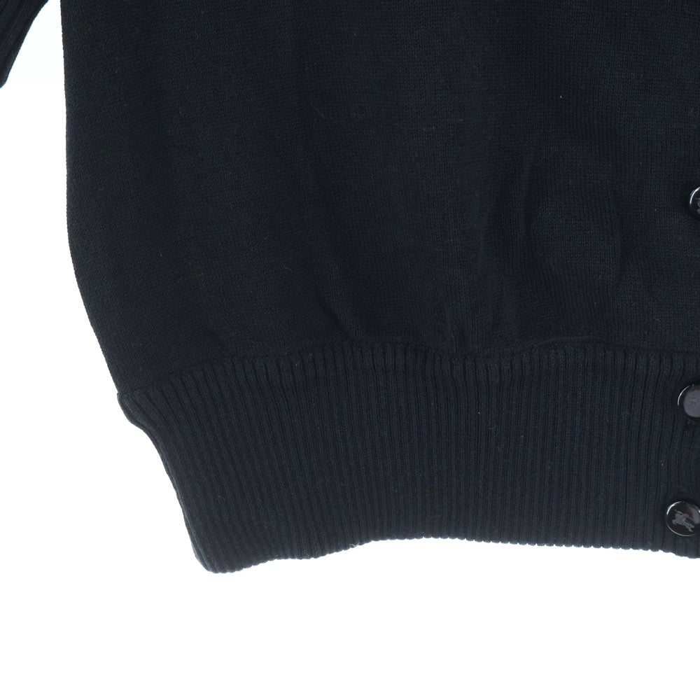 BURBERRY BLUE LABEL(バーバリーブルーレーベル) ロゴ刺繍 ボタンロゴ刻印 7分丈カーディガン ブラック レディース