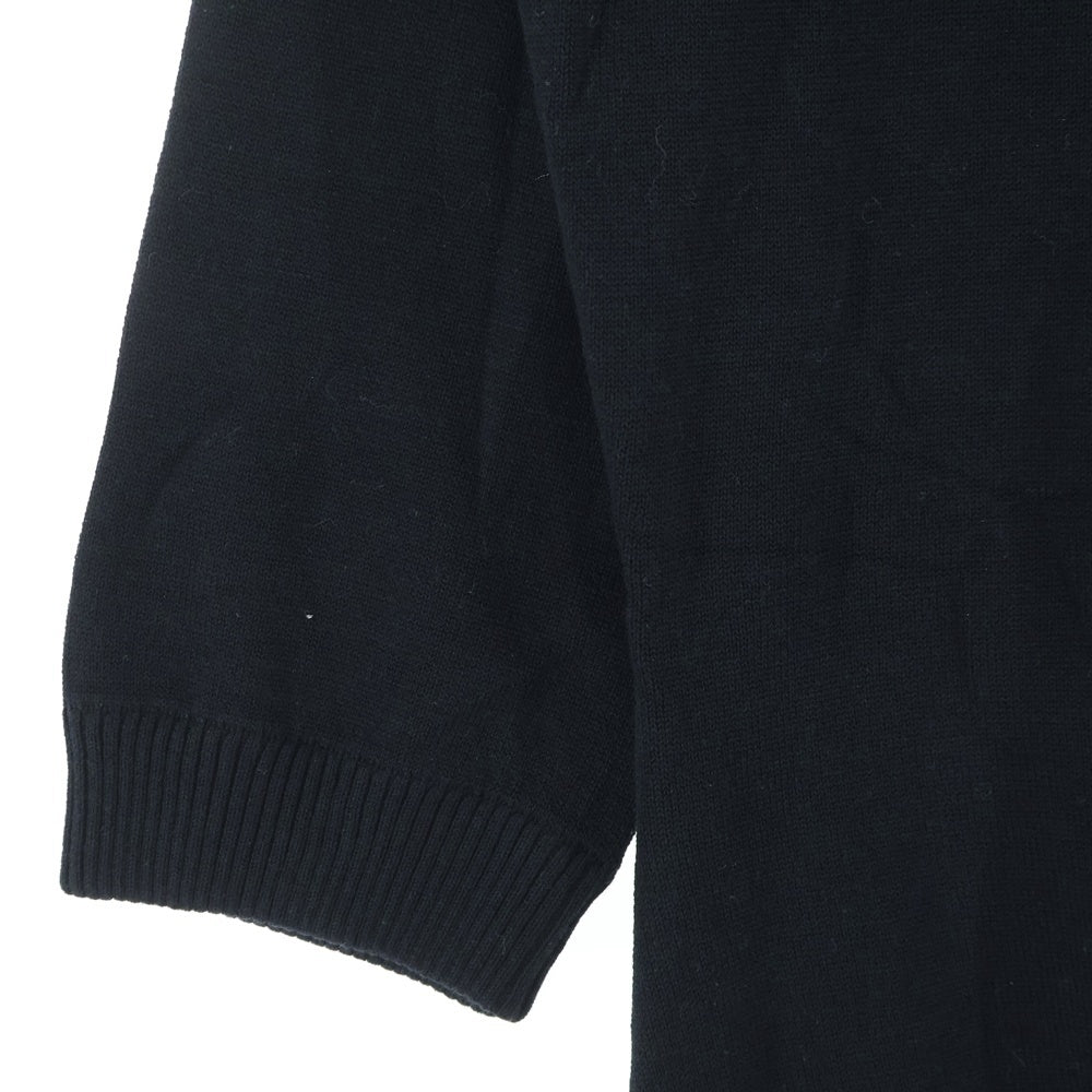 BURBERRY BLUE LABEL(バーバリーブルーレーベル) ロゴ刺繍 ボタンロゴ刻印 7分丈カーディガン ブラック レディース