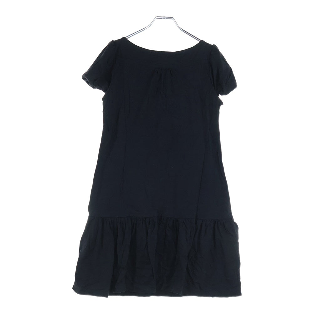 BURBERRY BLUE LABEL(バーバリーブルーレーベル) ロゴ刺繍 ボーダー半袖ワンピース ブラック レディース