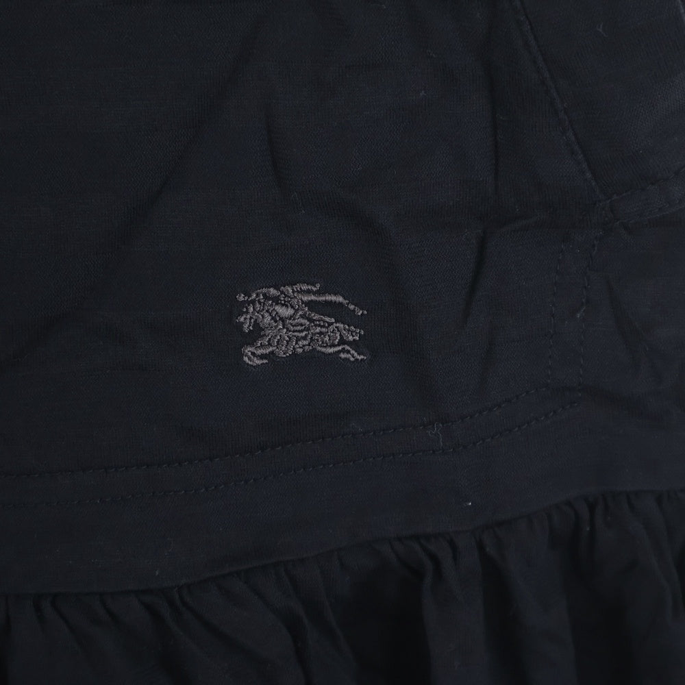 BURBERRY BLUE LABEL(バーバリーブルーレーベル) ロゴ刺繍 ボーダー半袖ワンピース ブラック レディース